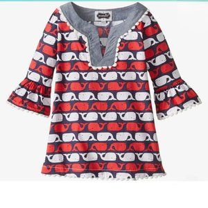 Mud Pie Girls Whale Print Tunic Dress